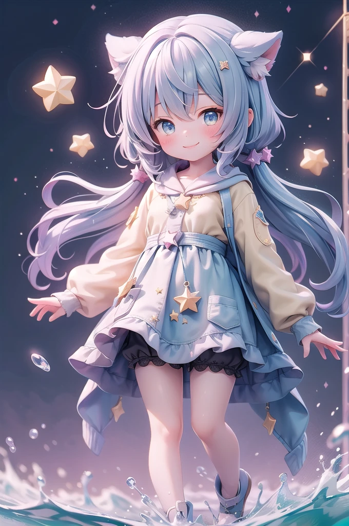 (masterpiece), One girl, Little, Particles of light、smile、star、流star群、