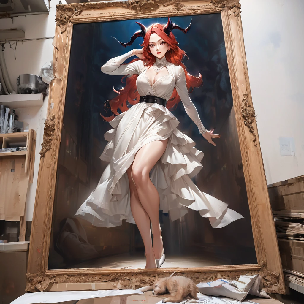 a cartoon image of a woman with devil horns on her head, opal proportions, full-length portrait of a short!, thick, photo by full body, anime Full body illustration, Full body illustration, character is in his natural pose, realistic proportions sww, female protagonist 👀 :8, full body female, fullbody commission for, full character body