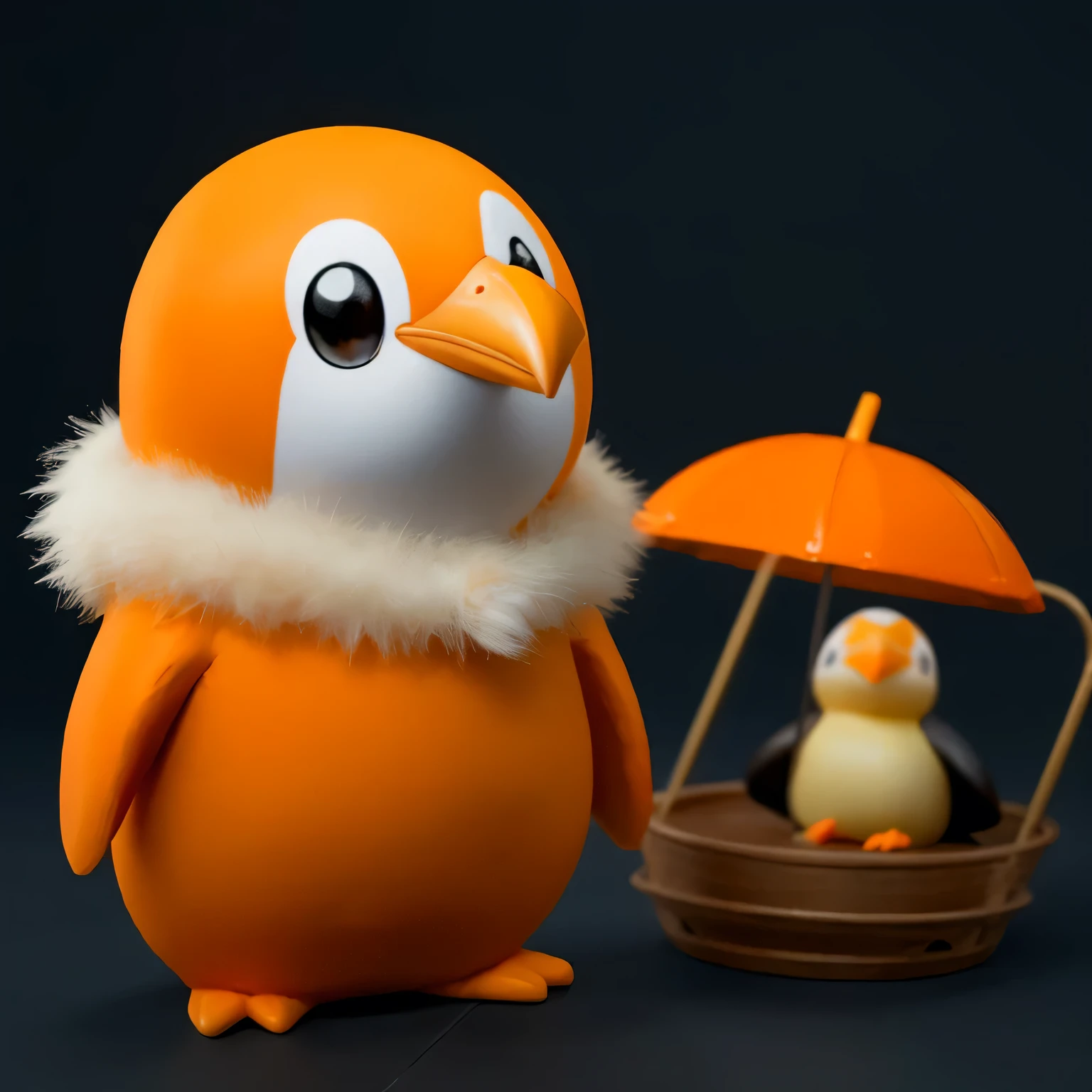 afternoon, magic, anime, comics, Living things, Highest quality, Trending on Art Station, masterpiece, cute, Orange Penguin, Orange fur,
