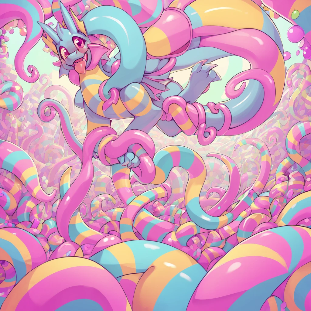 Doting Dragoneer in tentacle candyland art style