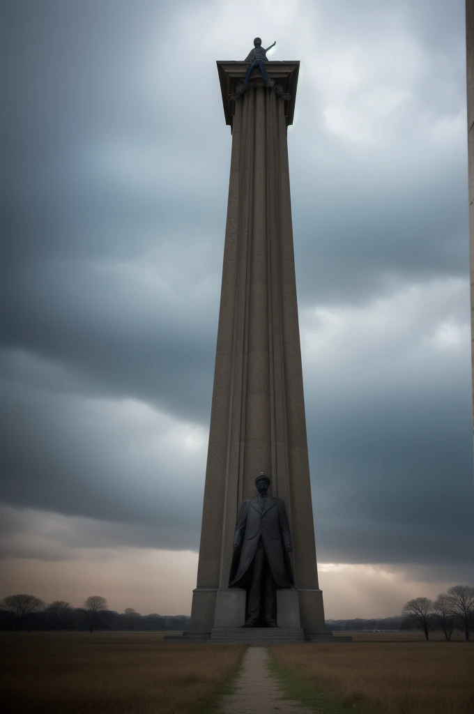 suspended in the face of a giant, in the style of haunting imagery, monumental figures --s 750 --v 6.0