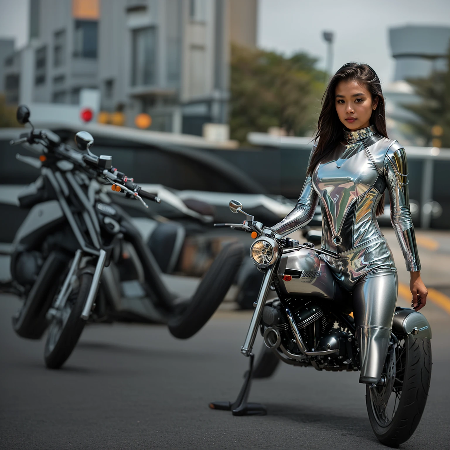 a beautiful woman riding a motorcycle