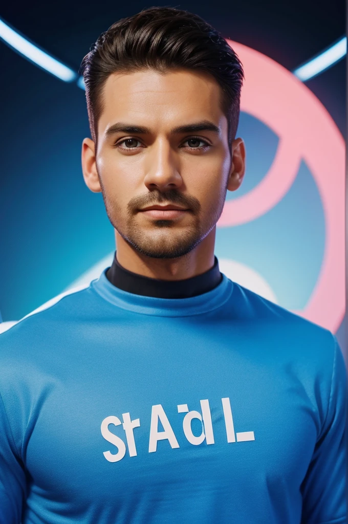 Create an image with a man standing in the center. Overlay a YouTube logo on his face. Set a blue graph background behind him. Place some money images to the side of the man. Add the text "Grow on YouTube fast 2024" at the top of the image in bold and clear font.