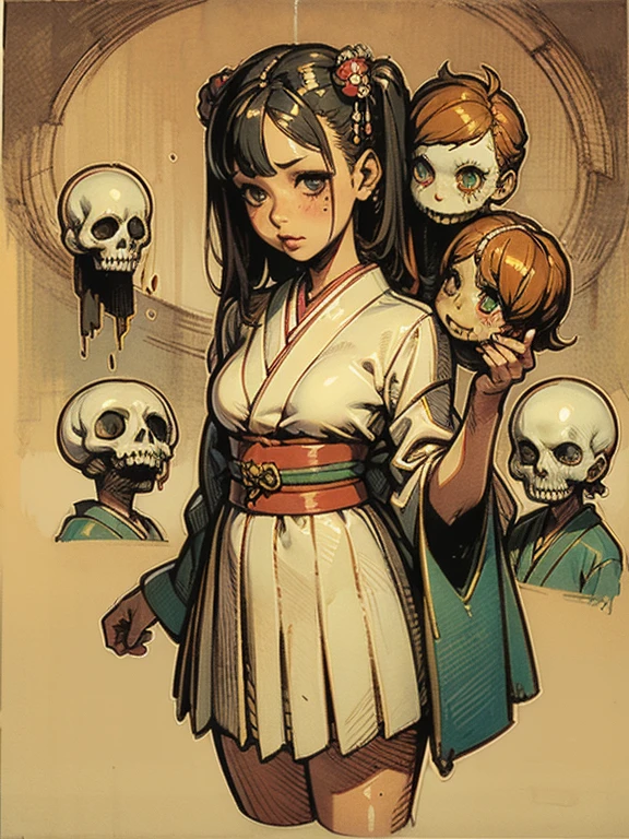(High resolution), (Very delicate), (clear), Realistic，((A girl with black hair and golden inner color)).((cyber punk)），face，Realistic skin、A fusion of Japanese style and the near future、Dark Eyes、Astrology
