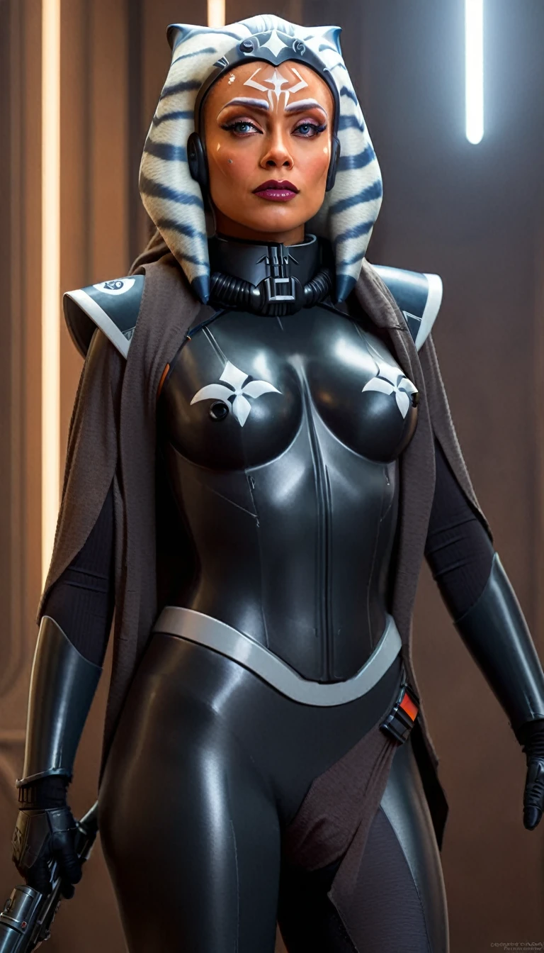 A beautiful sexy woman, ahsoka, skin tight latex, dressed as latex imperial officer, (detailed realistic,4k,8k,highres,masterpiece:1.2),ultra-detailed,(realistic,photorealistic,photo-realistic:1.37),HDR,UHD,studio lighting,ultra-fine painting,sharp focus,physically-based rendering,extreme detail description,professional,vivid colors,bokeh,portrait,sci-fi,dramatic lighting,chiaroscuro,cinematic,moody
