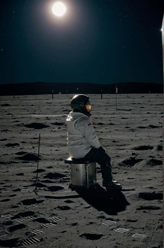 person sitting on the moon