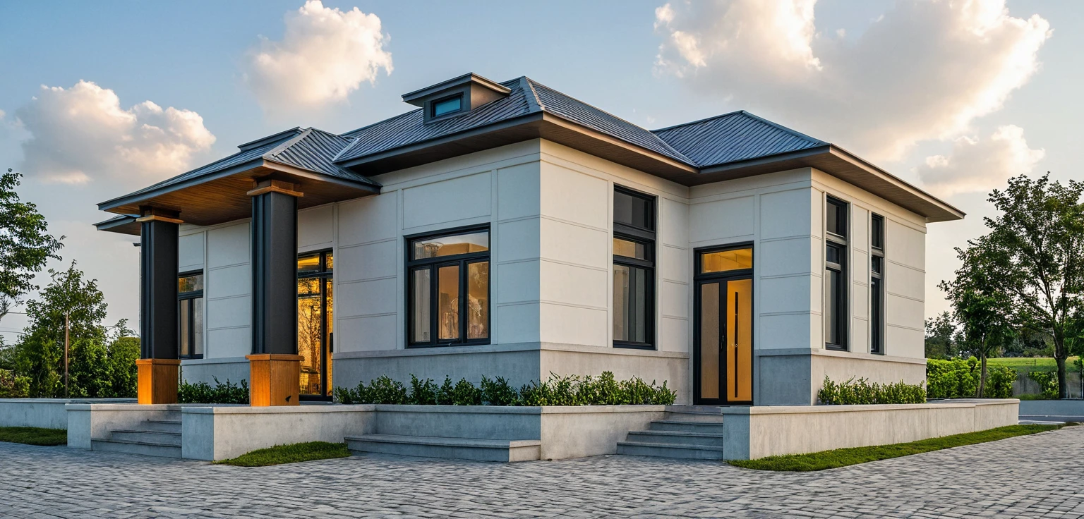 Masterpiece, high quality, best quality, authentic, super detail, outdoors, onestoreyvillaXL, aiaigroup, house style modern on the street ,stairs, white wall ,road,pavement, grass, trees, sky, cloud, (daylight:1.1)
