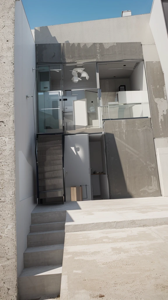 Create a floorplan of a modern minimalistic, split level house