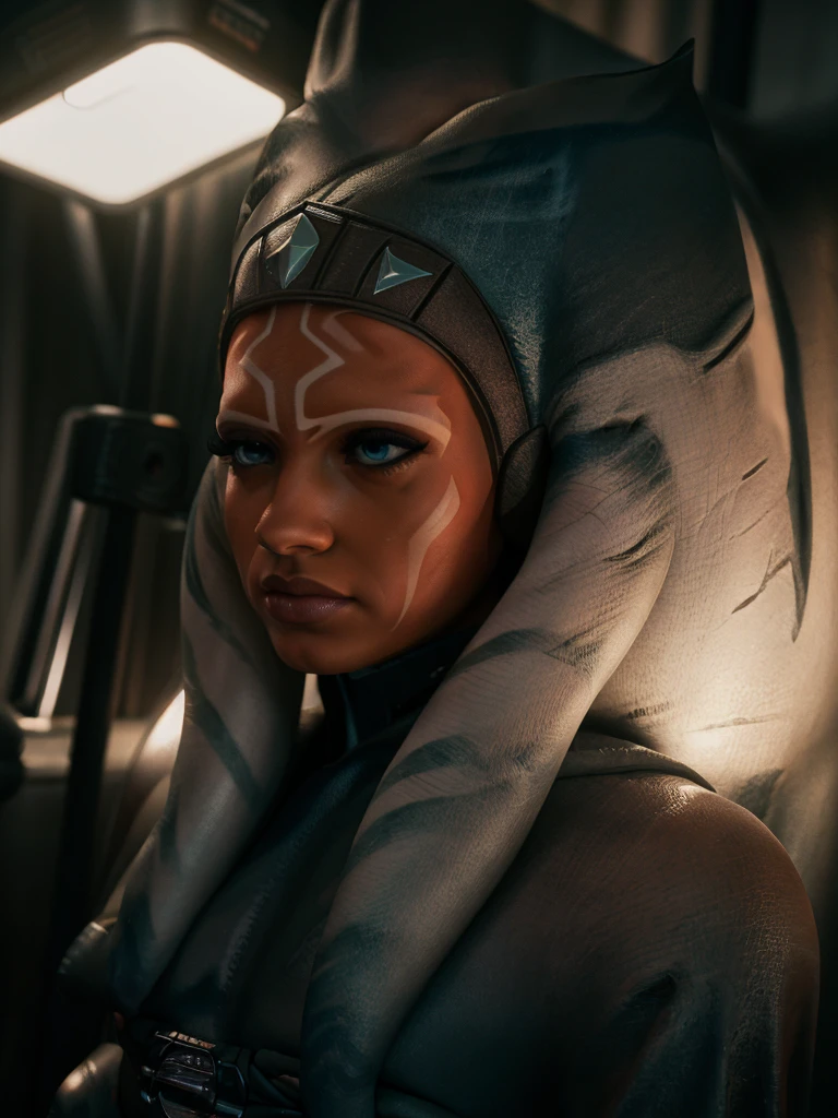 A beautiful sexy woman, ahsoka, skin tight latex, dressed as latex imperial officer, (detailed realistic,4k,8k,highres,masterpiece:1.2),ultra-detailed,(realistic,photorealistic,photo-realistic:1.37),HDR,UHD,studio lighting,ultra-fine painting,sharp focus,physically-based rendering,extreme detail description,professional,vivid colors,bokeh,portrait,sci-fi,dramatic lighting,chiaroscuro,cinematic,moody