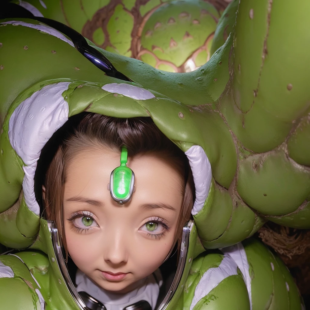 a cute woman in a sexy space suit, inspecting her rocket ship, alien forest, tentacle monster watching from bushes, hyperdetailed, 8k, realistic, photorealistic, hyper detailed, cinematic lighting, dramatic shadows, vibrant colors, intricate details, sci-fi, concept art style