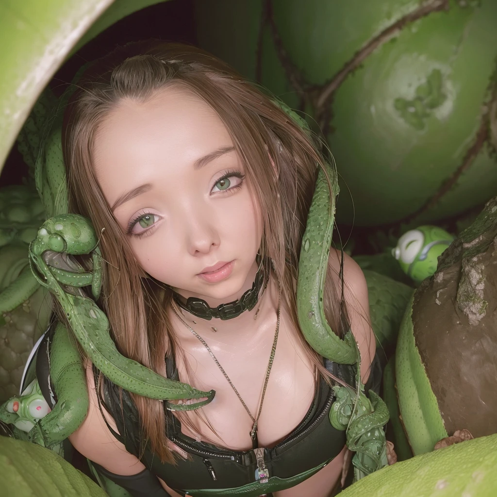 a cute woman in a sexy space suit, inspecting her rocket ship, alien forest, tentacle monster watching from bushes, hyperdetailed, 8k, realistic, photorealistic, hyper detailed, cinematic lighting, dramatic shadows, vibrant colors, intricate details, sci-fi, concept art style