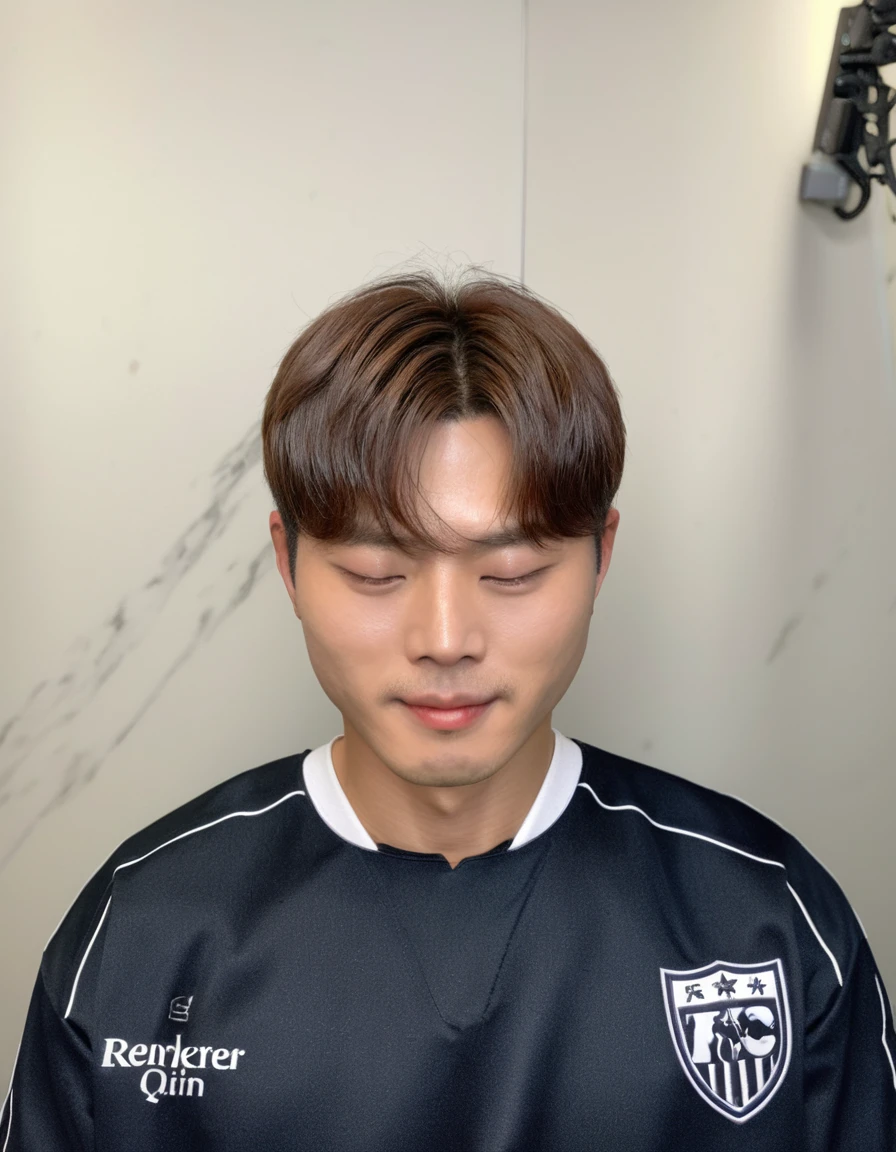 Best Quality, 8k, Masterpiece, (Portrait: 1.3), (photo realistic:1.4), (hyper realistic:1.4), Sharp Focus, looking at viewer, (smoother lighting:1.1), (increase cinematic lighting quality:0.9), realistic lighting, backlighting, light on face, ray trace, (brightening light:1.2), (Increase quality:1.4), sharp detail, (best quality real texture skin:1.4), finely detailed eyes, black_eyes, finely detailed face, 25 year old Korean man, (white formal_shirt:1.4), (Create an image maintaining the original base model hairstyle:1.5)