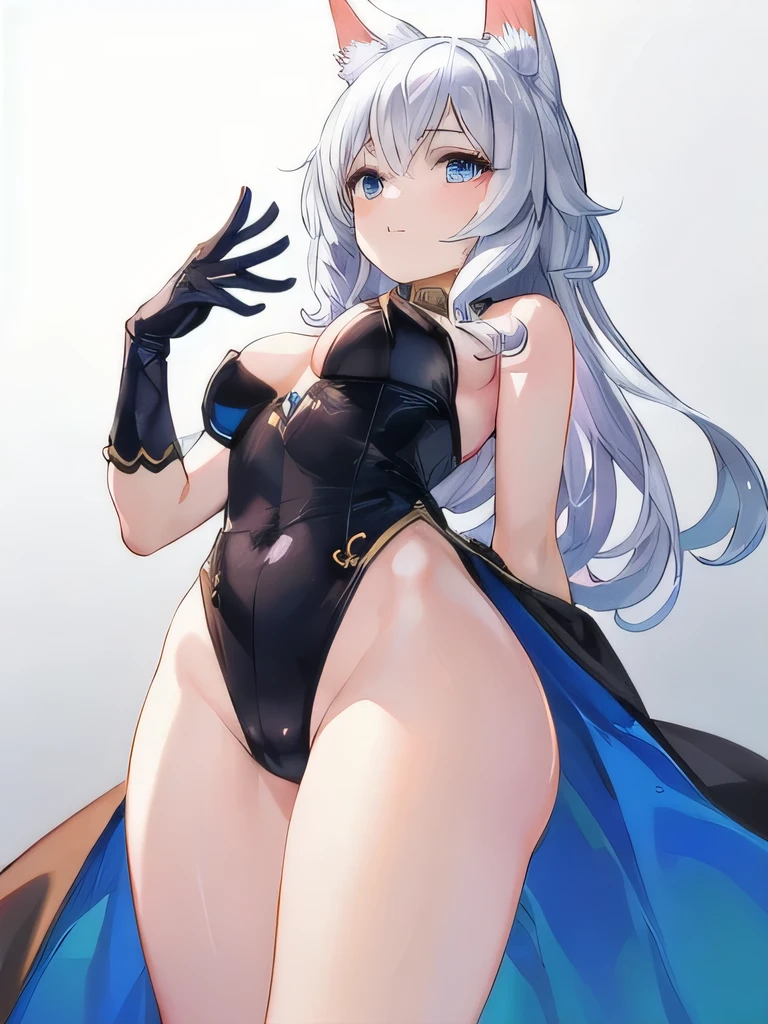 (best quality)、((Super detailed))、(Ultra-delicate)、Cute and witch boy、silver hair、kemonomimi、Beautiful、Beautiful thighs、Gorgeous、dreamy light、Look up from below