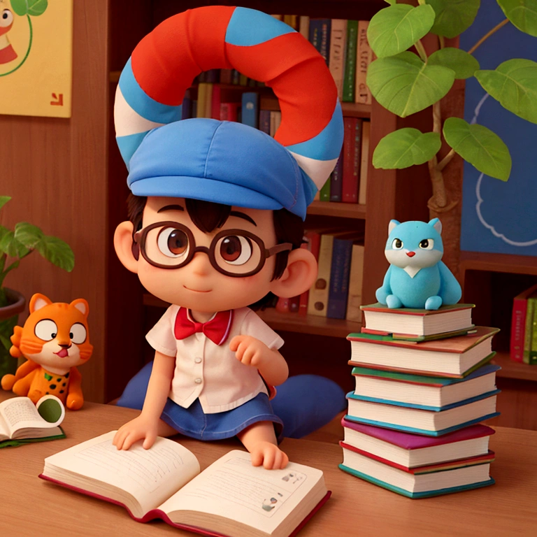 Create a logo with a cute and intelligent animal mascot for an account that sells books. Put the words "Indonesian Children's Educational Book" on the logo