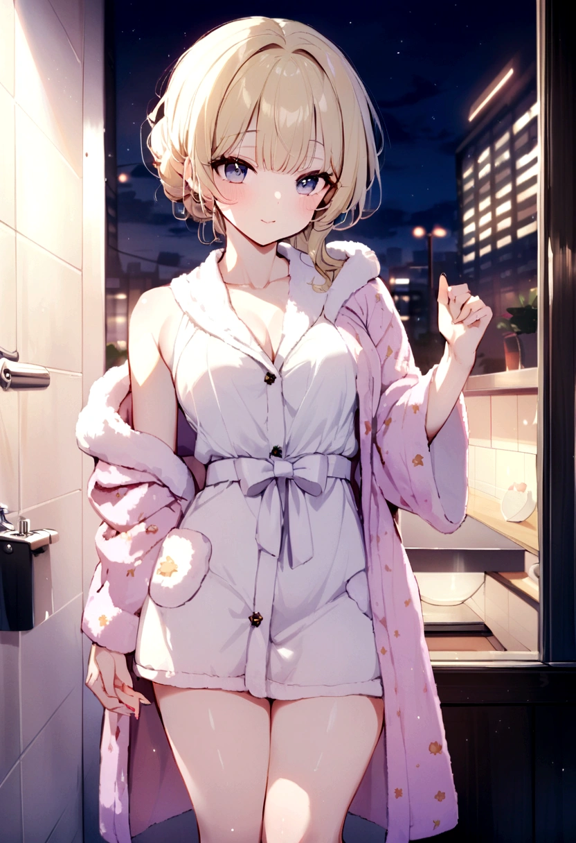 Beautiful girl,Bathrobes, Long Hair