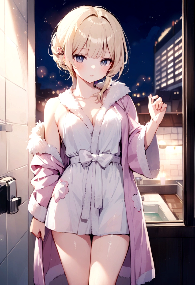 Beautiful girl，Bathrobes, Long Hair