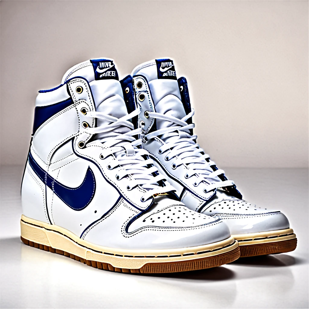 a retro shoe, product photography, close up, ultra detail, perfect symmetry, studio lightening, hyper realistic, photorealistic, no reflection, perfect details, front view, full shot