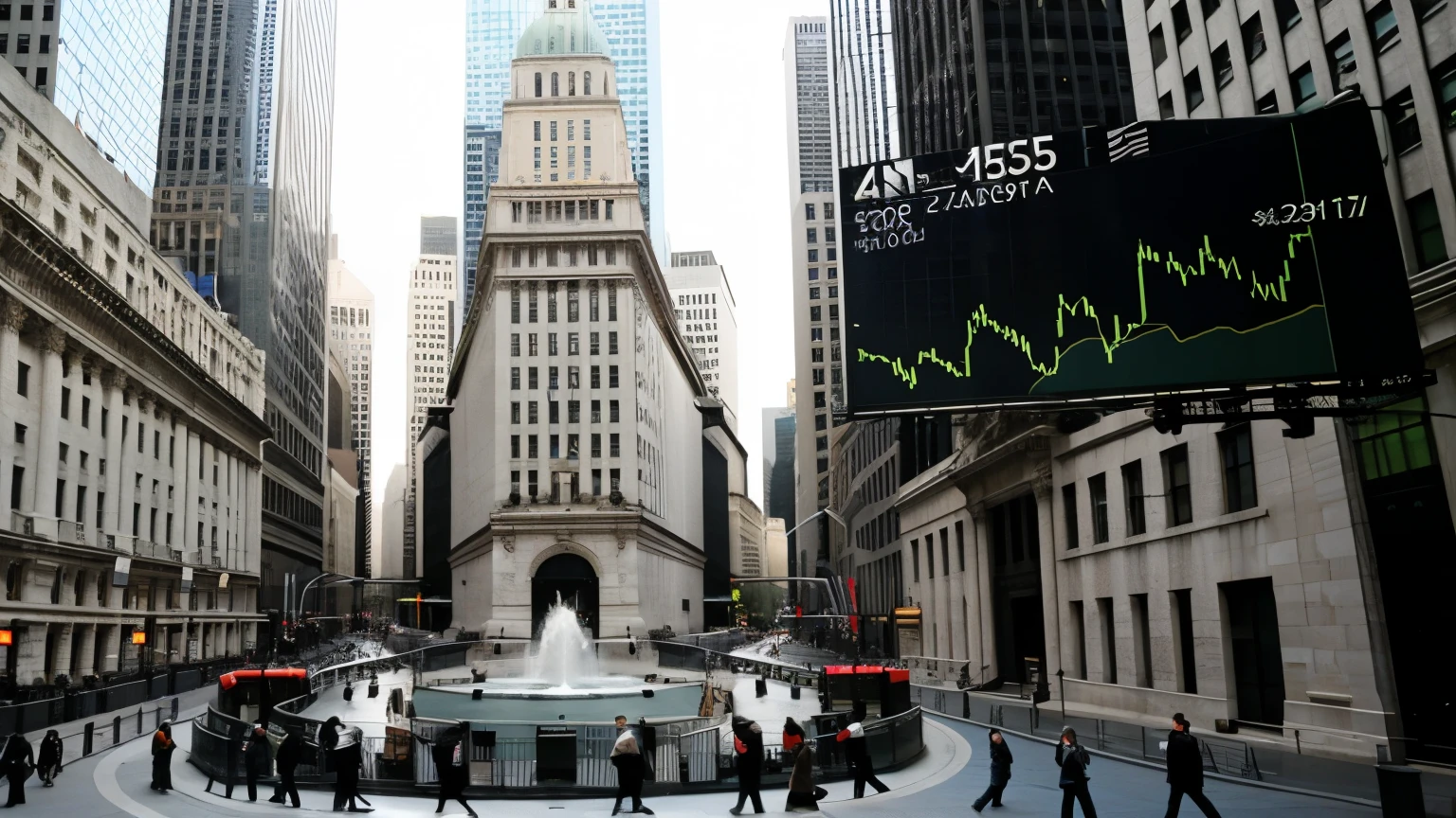 where you can see stock market quotes, with wall street in the background
