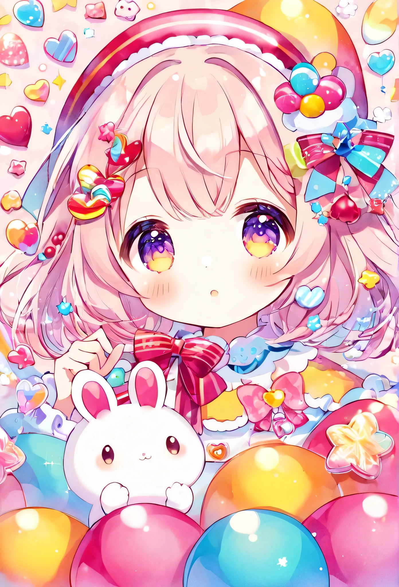 One girl,Cute girl,China Colorful dreamy,from the front,かわいいアメーバ