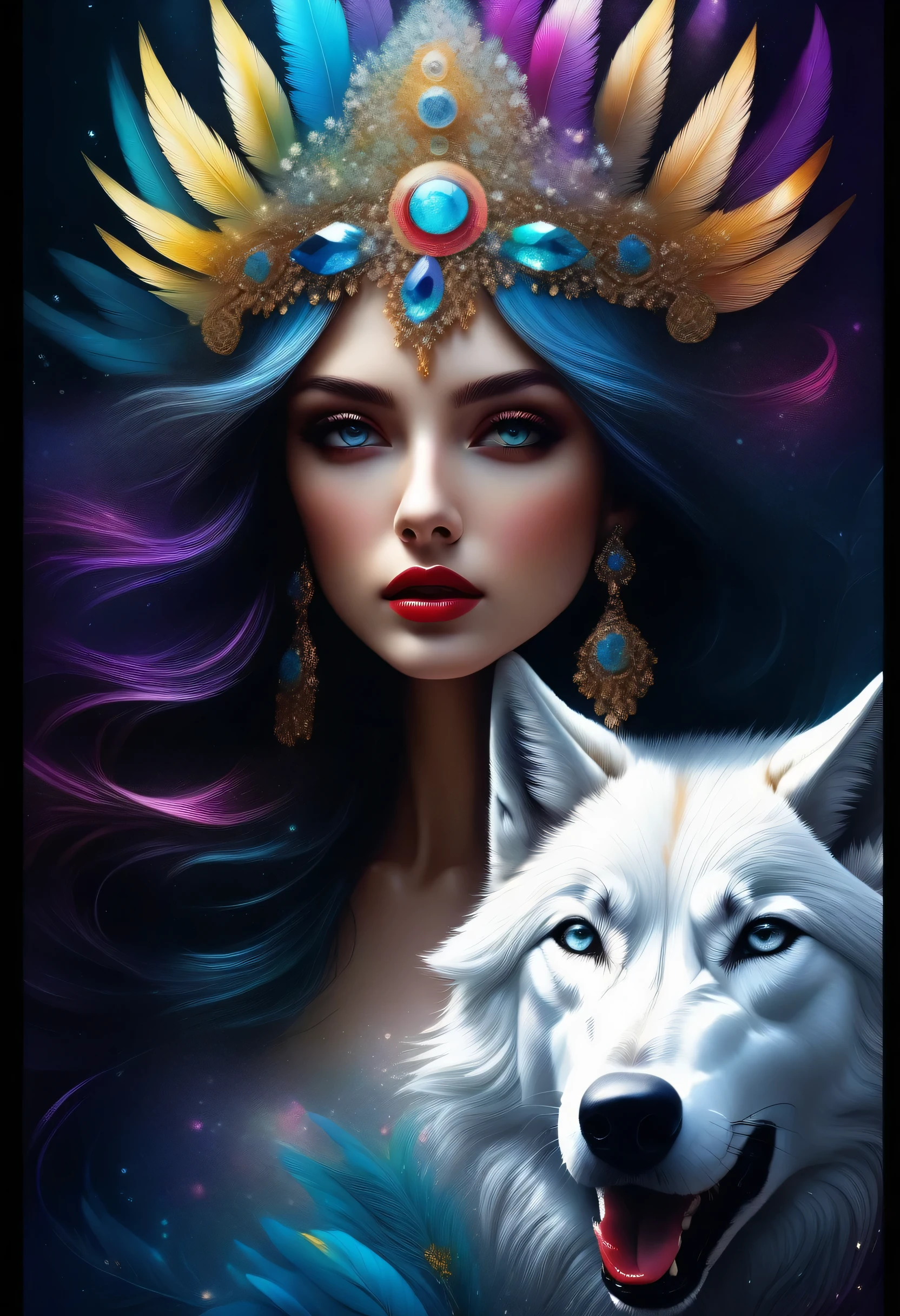 (((eternal fantasy irresistible allure detail glitter alcohol ink illustration skinny girl:1.3))), (((and an impressive white wolf with beautiful and delicate fur:1.3))), (((Radiosity rendered in stunning 32K resolution:1.3))), highest quallity, highly quality, (((Crisp clarity that is unparalleled:1.3))), (((beautiful shine detail:1.3))), imagine a visually stunning illustration of a font, extremely incredibily detailed, Intricate and insane details, incredibily detailed, ((elegant elegant insane detail:1.3)), best qualityer, Final quality, ethereal quality, ultra quality, charming beauty quality, every detail captured illustration, exquisite details of dark, rich beauty, true masterpiece, (hyperrealisti:1.3), (((holographic style coating:1.2))), (((elaborate desire:1.4))), Intricate surface detail, detailed painting, ominous colors, totally beautiful aesthetic, Absurd resolution, hauntingly beautiful, sensitive detailed texture, amazing wonderful background detail, Specialized precision, including intricate examples of undeniably amazing image quality and detailed design, (((everything captured in sharp focus:1.4))), (((rendered in stunning depth range at 32k resolution:1.3))),