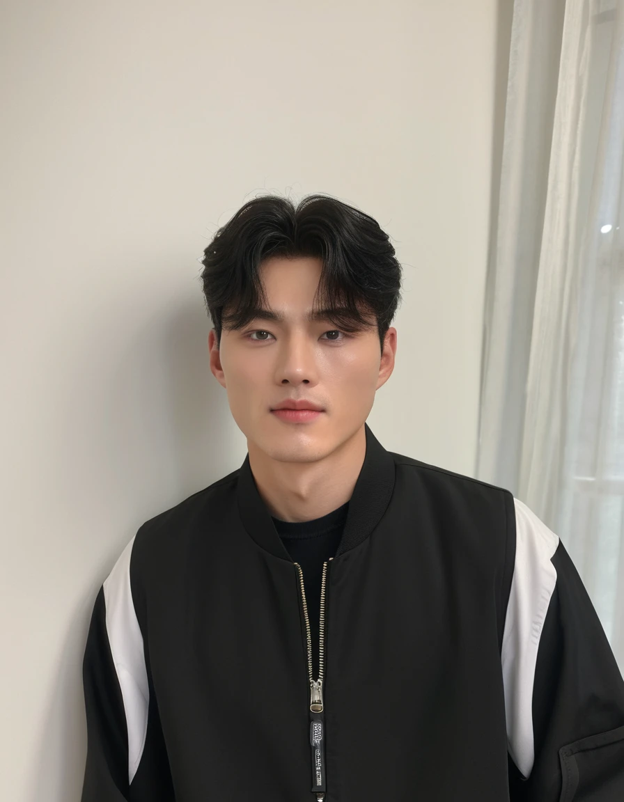 Best Quality, 8k, Masterpiece, (Portrait: 1.3), (photo realistic:1.4), (hyper realistic:1.4), Sharp Focus, looking at viewer, (smoother lighting:1.1), (increase cinematic lighting quality:0.9), realistic lighting, backlighting, light on face, ray trace, (brightening light:1.2), (Increase quality:1.4), sharp detail, (best quality real texture skin:1.4), finely detailed eyes, black_eyes, finely detailed face, 25 year old Korean man, (white formal_shirt:1.4), (Create an image maintaining the original base model hairstyle:1.5)