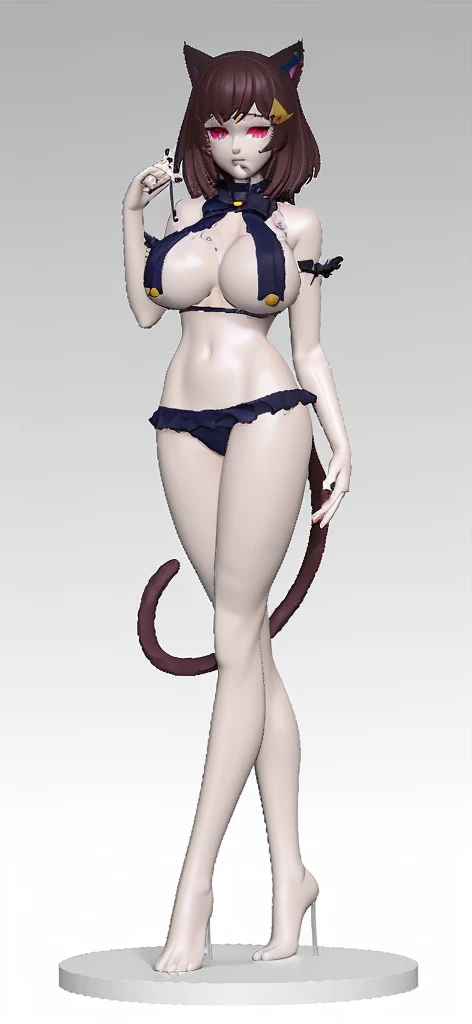 Wearing a bikini、Close-up of woman wearing cat ears, Charming cat girl, 3D Anime Girl, Extra detailed body, render of a cute 3D Anime Girl, Full body details, Full body details丰富, Realistic shadows perfect figure, SFW version, OPPEIN PROPORTION, Modeling in poser, Anime style 3d, ( Very detailed graphics ), Complete and detailed body