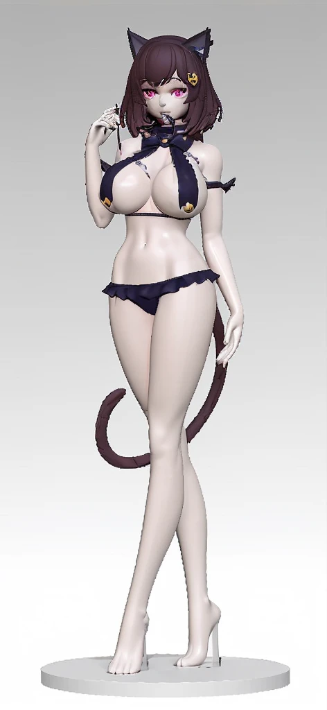 Wearing a bikini、Close-up of woman wearing cat ears, Charming cat girl, 3D Anime Girl, Extra detailed body, render of a cute 3D Anime Girl, Full body details, Full body details丰富, Realistic shadows perfect figure, SFW version, OPPEIN PROPORTION, Modeling in poser, Anime style 3d, ( Very detailed graphics ), Complete and detailed body