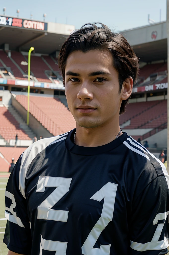 Anime of a man wearing football jersey number 27