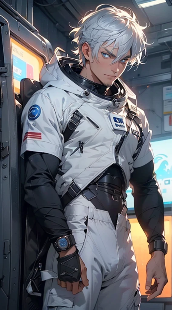 (man:1.5),1 man,space adventure man,(((1man))),
(((1male,man:1.5,handsome man,male,male gender:1.5,male focus))),macho man,old man,large muscle, chest, big chest, muscular, Mature man,45 year old man,adult,1 man, old macho man
((short gray hair,Slicked hair,gray hair)),(((shiny skin:1.5,tanned skin,bright skin: 1.5,tanned skin,shiny skin,very shiny skin,shiny body,illuminated skin))),(((blue_eyes:1.2))),difficult eyes,beautiful detailed eyes,symmetrical eyes,man chest,Beautiful face,(((white very short beard, silver very short beard))),((muscular,hairy body,muscular man)),(((detailed face))),
alluring look,NFV,Viking, barbarian,
space suit trousers,((bulge in pants)),((space suit, blue space suit,short sleeve spacesuit)),(wearing a space suit:1.3,space suit clothing),((wet clothes,difficult outfit,difficult clothes)),
(dynamic pose:1.0),just concentrate,((evil smile,evil look)),(centered,Scale to fit,Rule of thirds),
Киберпанк-город у океана nightю, with bright neon signs and dark storm clouds and puddles, landscape:1.25,night, Звездная night, space,Очень темная night, which makes the neon lights stand out, very bright neon lights,night, Звездная night, space,
art photography,(photo taken by sldr),A high resolution, sharp focus,(ultra detailed, extremely detailed), (photorealistic work:1.37),(extremely detailed CG unity 8k wallpaper),((synth wave background theme)),(((bright colors))),difficult,(difficult background),(masterpiece),(Best quality),Photo Realistic,analog style,((difficult detail)),(((Realism))),