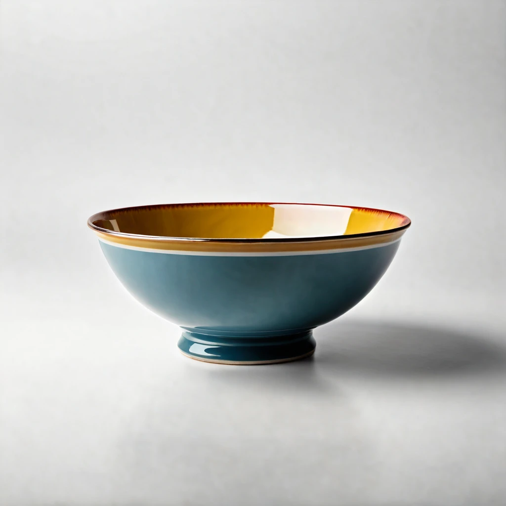 a retro bowl, product photography, isolated on white background, perfect symmetry, studio lightening, hyper realistic, photorealistic, no reflection, perfect details, side view
