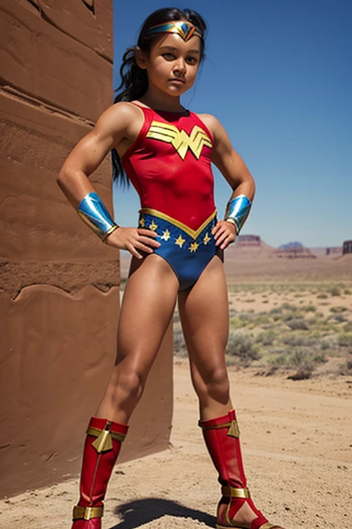 Girl, 12, Muscular, Navajo, Wonder Woman Outfit, Leotard, Long Legs
