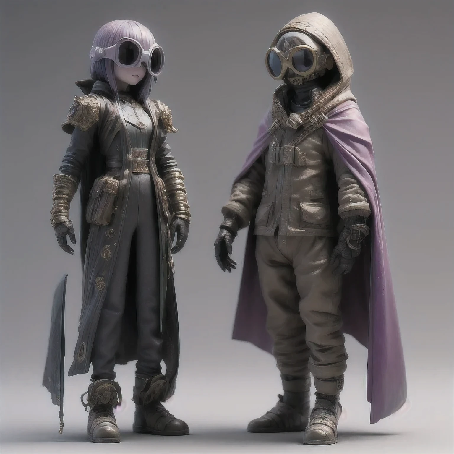 Purple Powder Queen，arafed alien with a cape and goggles standing in a pose, sci - fi character, scifi character, scifi character render, moon ray render, 3 d character render, hyper detailed fantasy character, dystopian sci-fi character, 3 d render character art 8 k, character render, small character. unreal engine 5, 3 d character concept artwork, 1 cape, solo