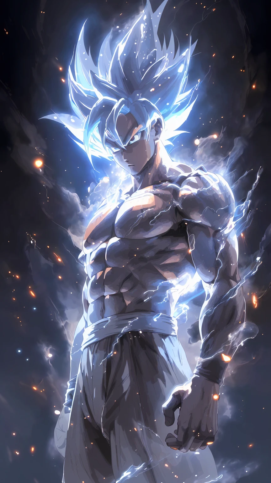 a close up of a person with a very large body and a very big body, ultra instinct, an epic realitic of a energy man, 4k wallpaper, life action anime wallaper, character dragonball, highly detailed portrait of goku, human goku, super saiyan goku, realistic, ultra detail, 70mm lens