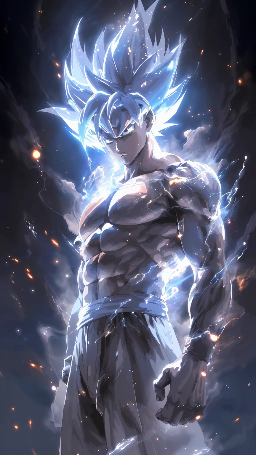 a close up of a person with a very large body and a very big body, ultra instinct, an epic realitic of a energy man, 4k wallpaper, life action anime wallaper, character dragonball, highly detailed portrait of goku, human goku, super saiyan goku, realistic, ultra detail, 70mm lens