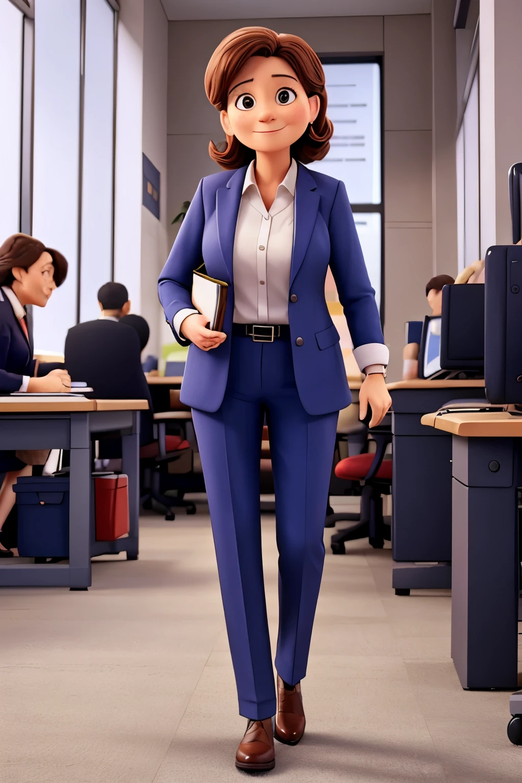 A 50-year-old woman, Office Workers,wear a suit,