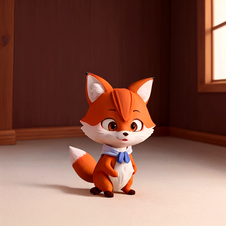 little fox is very cute. cartoon, 3d anime style