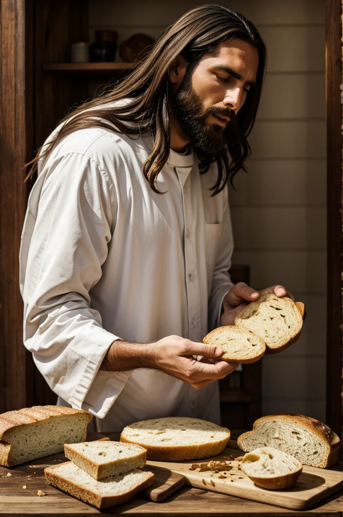 Jesus Christ eating bread