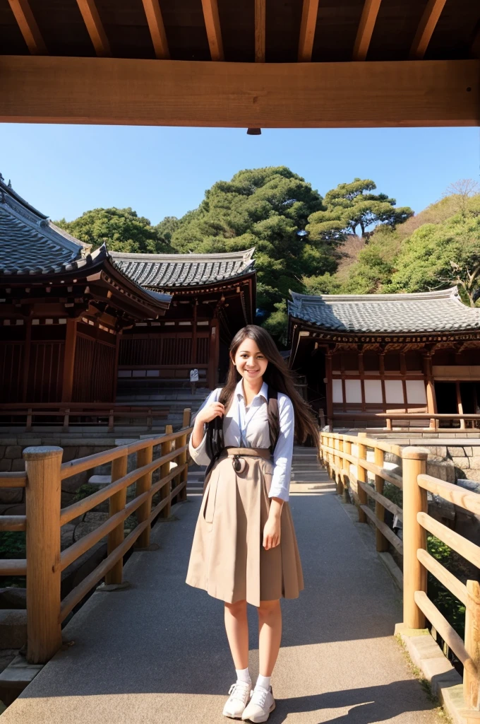 A female college student visiting Kiyomizu-dera Temple