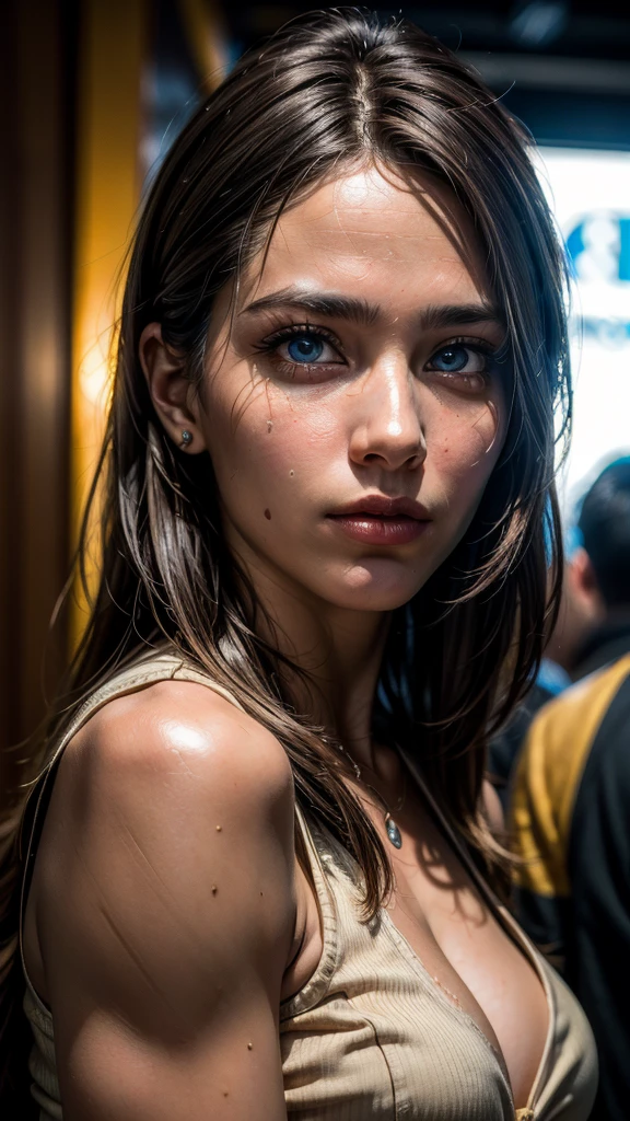 8K, Highest quality, masterpiece, Ultra-high resolution, (realism: 1.4), Original photo, (Realistic skin texture: 1.3), (Film Grain: 1.3), (Selfie angle), 1 Girl, Beautiful eyes and facial details, masterpiece, Highest quality, close, Upper Body, Looking at the audience