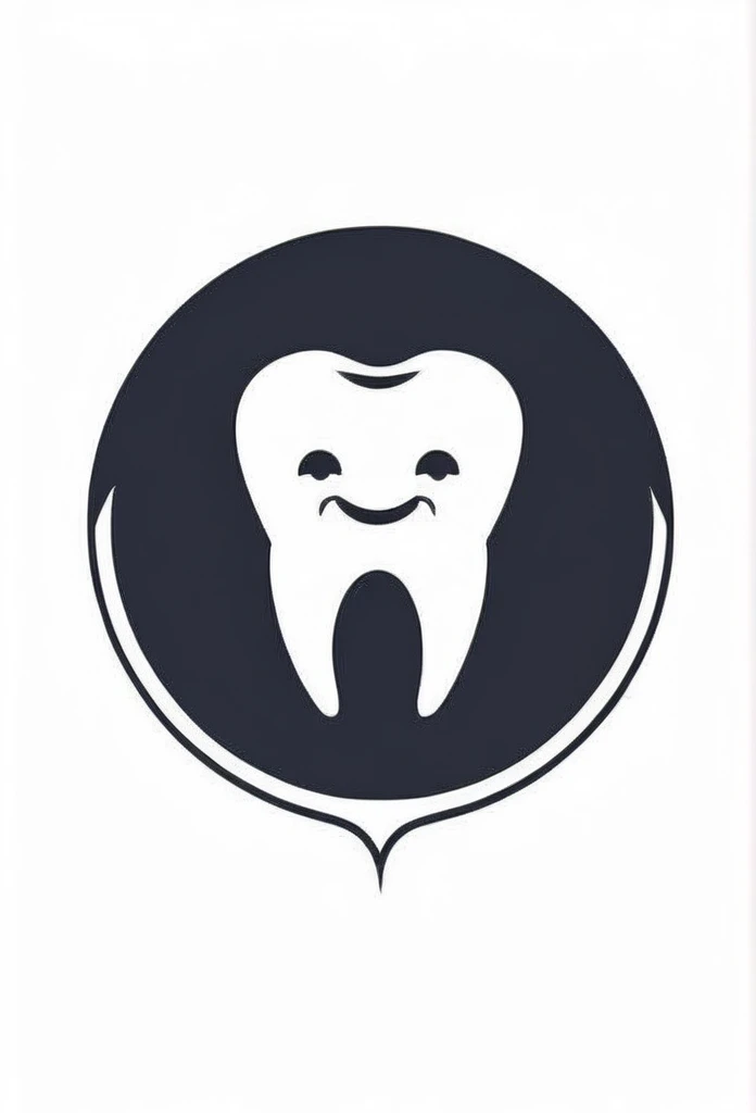 A stylish Japanese dental clinic logo with a tooth mark. A very cool, chic and modern design. Monotone background is pure white.