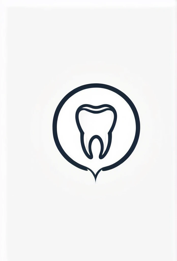 A stylish Japanese dental clinic logo with a tooth mark. A very cool, chic and modern design. Monotone background is pure white.