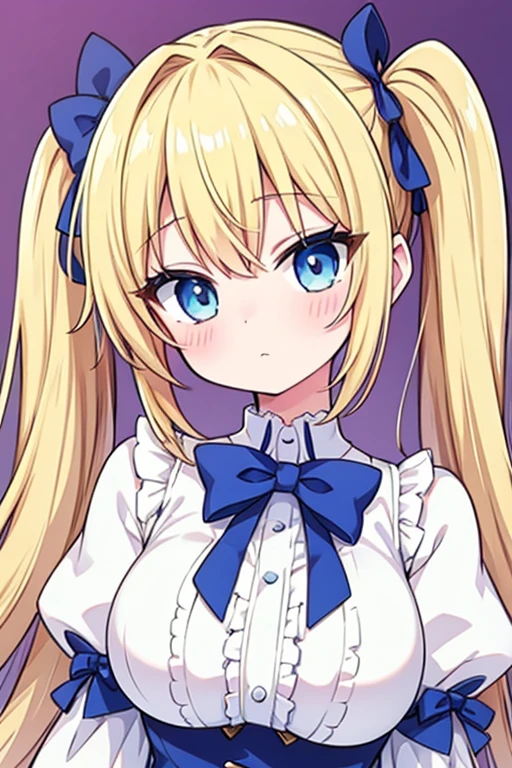 Highest quality,masterpiece,Blonde with blue eyes、Lolita、Beautiful breasts、Twin tails、Girl's Mischief,Alice in Wonderland,Japan,countryside,Black-rimmed round glasses,