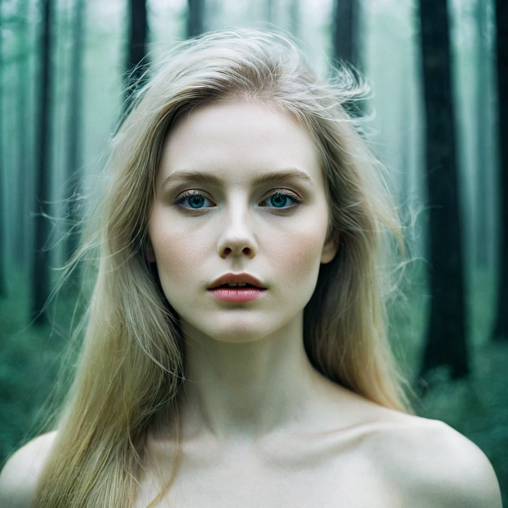 (Double Exposure Photography by Stanley Stellar and Josefa Pla Marco:1.2), award-winning photography, pale skin, evil slavic woman, long dark blond hair, upper body, aesthetic, dazzling atmosphere, atmospheric scattering, perfectly focused, f/22, symmetry and balance, artistic, infrared photography, outstanding details, (opal multi-color and opaque colors:0.1), ((artistic model pose for photo))