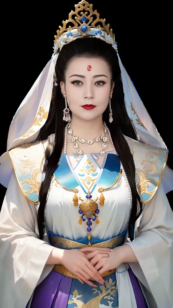 Close-up of woman in purple dress and blue skirt lying on white sand, A young woman plays, Queen of the Sea Mu Yanling, Inspired by Huang Ji, Inspired by Lv Ji, Chinese Queen, Chinese Princess, Inspired by trees, Kazakh Queen, Inspired by Zhang Yin, Inspired by Li Tang