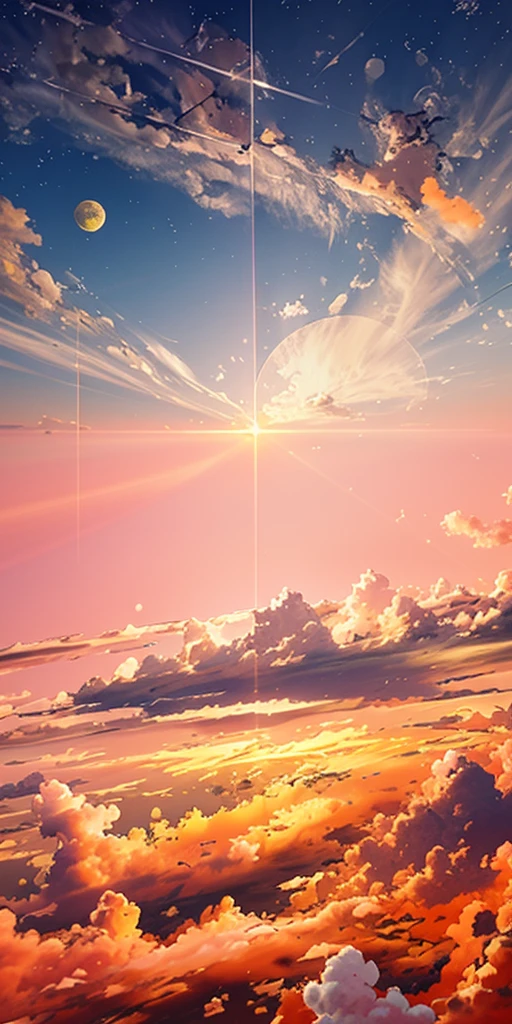 anime anime wallpapers, un tigre blanc dessiné qui marche dans les nuages, on clouds. Dessin. Tigre blanc qui se déplace on clouds, sunset in the distance.