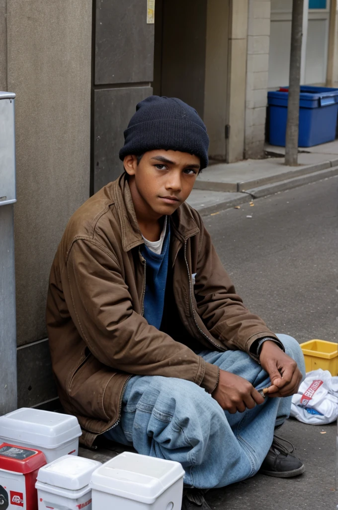 Poor homeless boy 