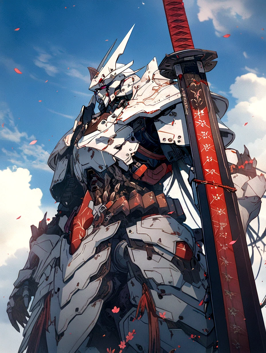 anime character with sword and sword in front of a cloudy sky, detailed digital anime art, detailed anime artwork, mecha asthetic, best anime 4k konachan wallpaper, detailed anime art, anime mecha aesthetic, 2. 5 d cgi anime fantasy artwork, advanced digital anime art, anime epic artwork, detailed digital concept art, 4k highly detailed digital art