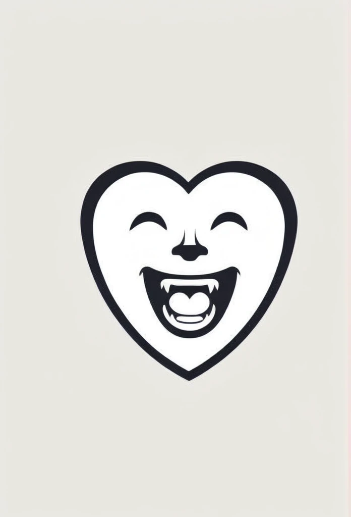 A logo for a stylish Japanese dental clinic. A heart in a tooth mark. A very cool, chic and modern design. Monotone background is pure white.