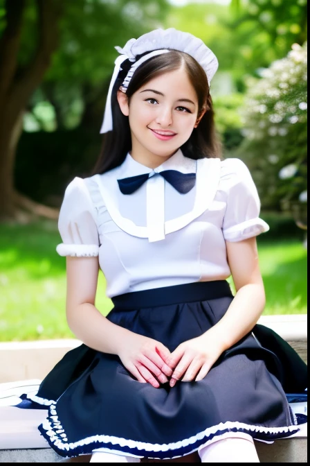 Baby-faced maid {Nipples} Fluttering skirt, Lolita, Mid-length skirt, Knee-length skirt, Girl, Skirt pulled up to reveal thighs, Alice in Wonderland