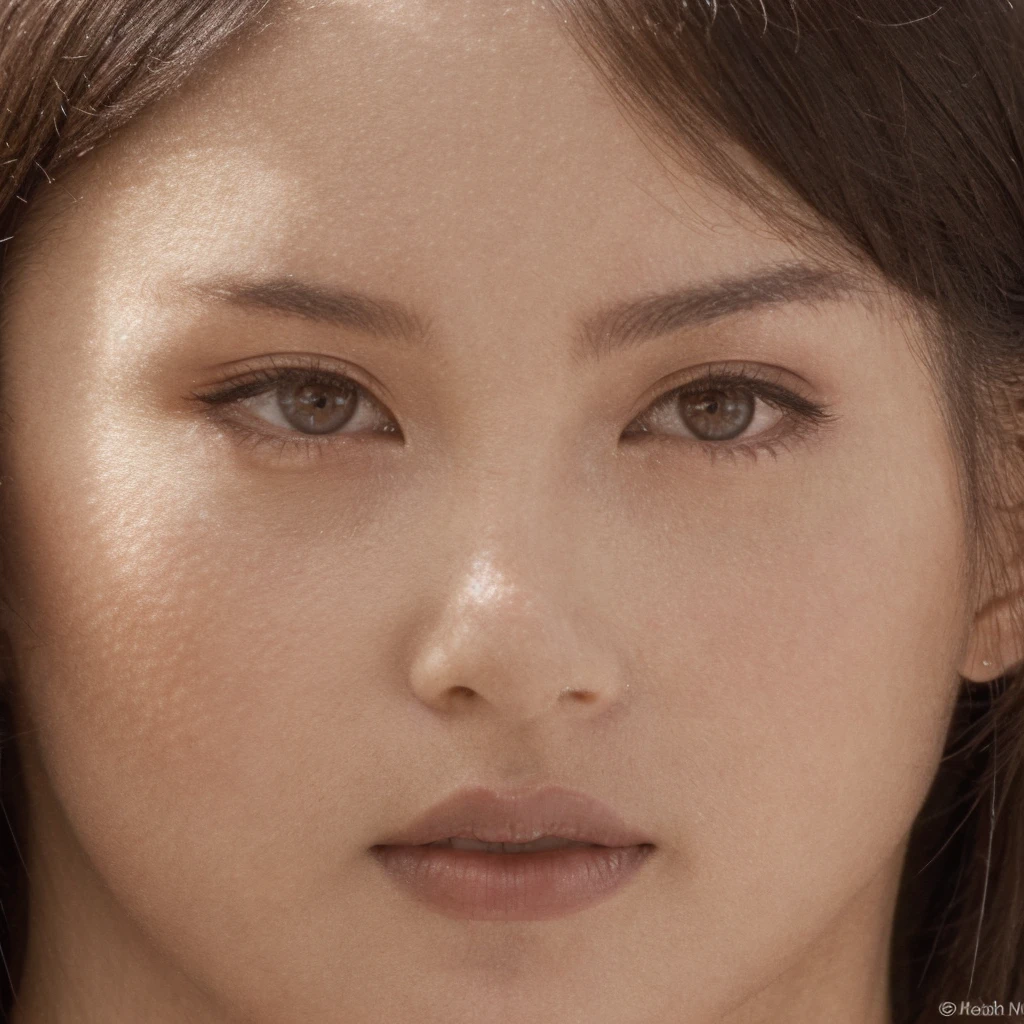 A young 19-year-old woman with a mixed japanese and russian heritage. She has thick dark black eyeliner and glossy lips. The image is a casting shot, showcasing her face clearly with a neutral or slight smile expression. She has straight, dark brown hair that falls just past her shoulders. Her eyes are almond-shaped, and her skin has a light to medium tone with a natural, fresh look. She is wearing a simple, professional outfit suitable for a casting, and the background is a neutral studio setting with soft lighting to highlight her features.
